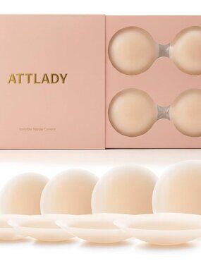 Nipple Covers No Show 4 Pairs- Reusable Adhesive Silicone Sticky Triangle Nipple